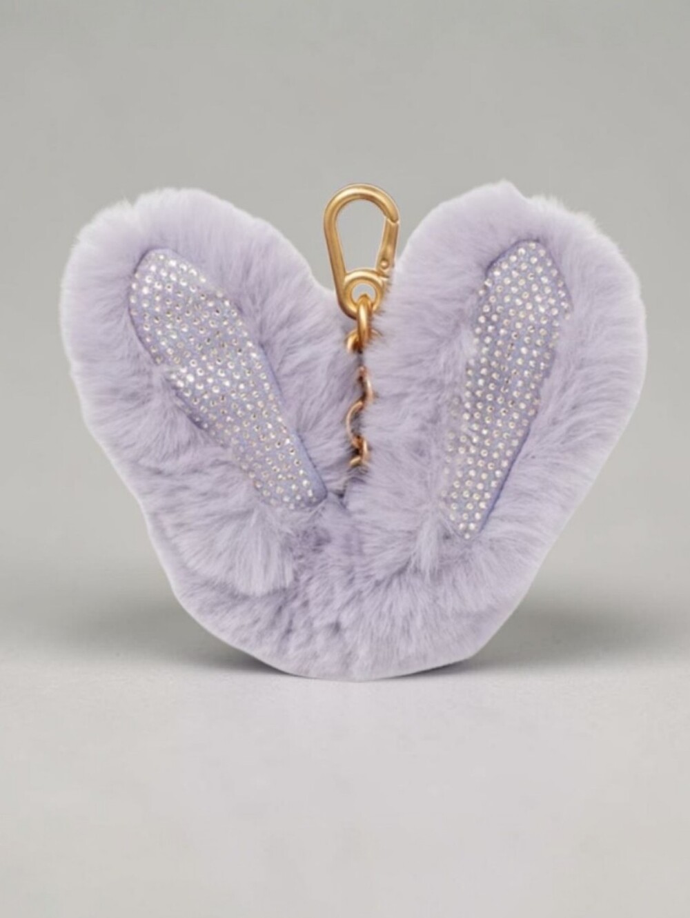 🆕️ Kate Spade "Big Fluff" Faux Fur Rabbt Key Ring Fob - Lavender (purple-grey)